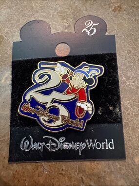 Disney Walt Disney World 25th Anniversary Mickey Mouse Pin - Blue Red Gold White